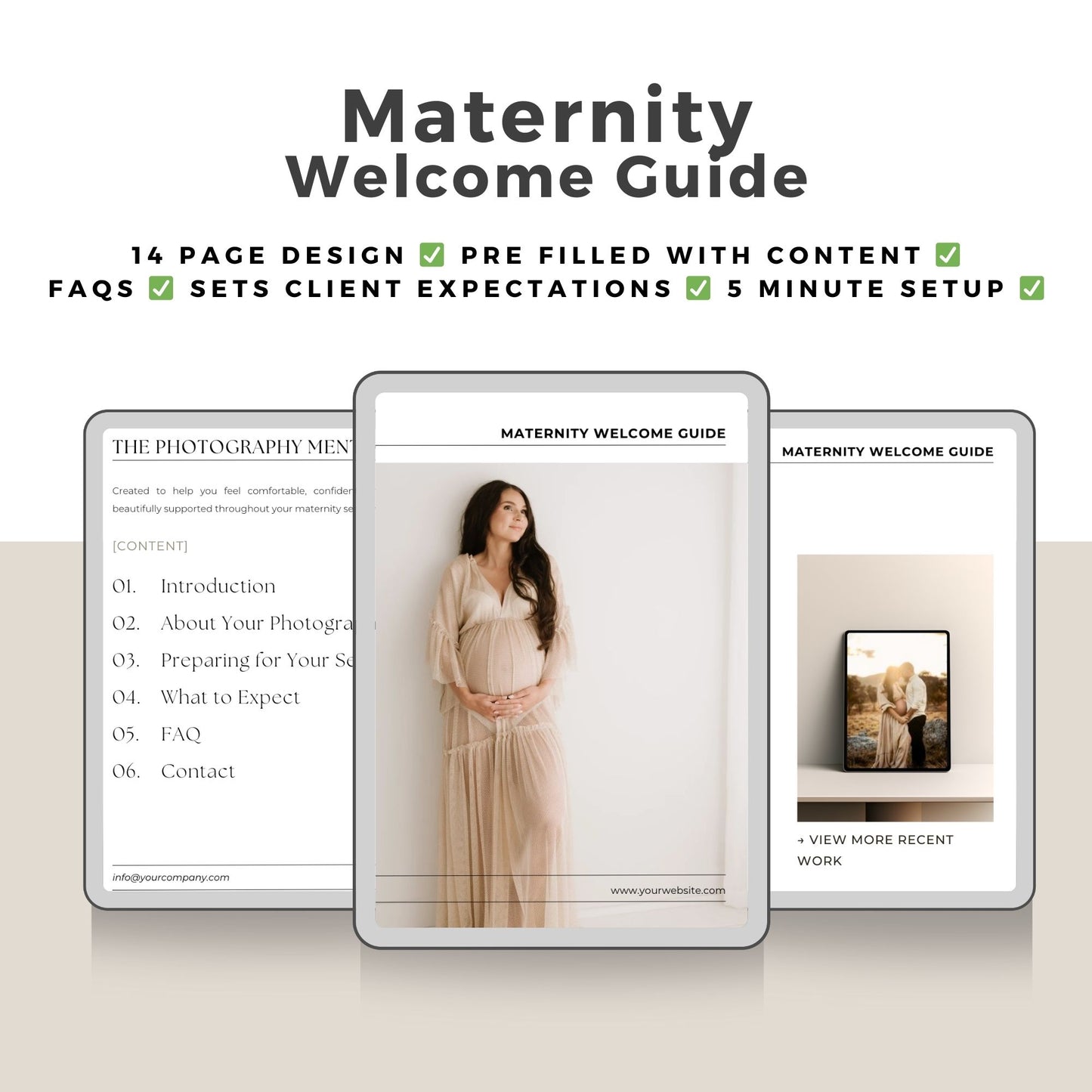 Maternity Client Welcome Guide – Canva Template for Photographers