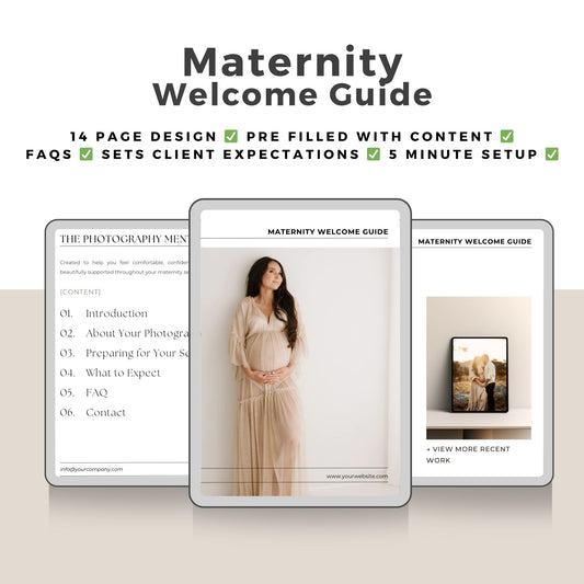 Maternity Client Welcome Guide – Canva Template for Photographers