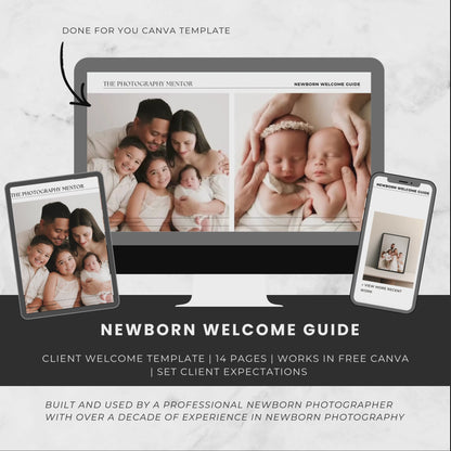 Newborn Client Welcome Guide – Canva Template for Photographers
